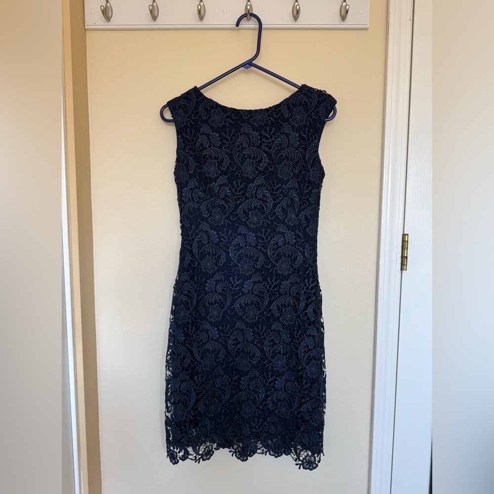 Lauren Ralph Lauren Navy Lace Sheath Dress Size 2